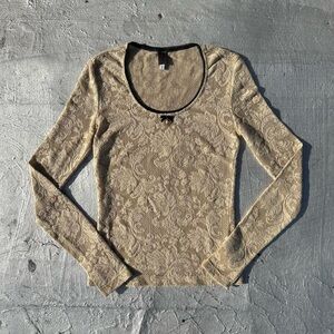90s Dolce & Gabbana Lace Locket Long Sleeve Top